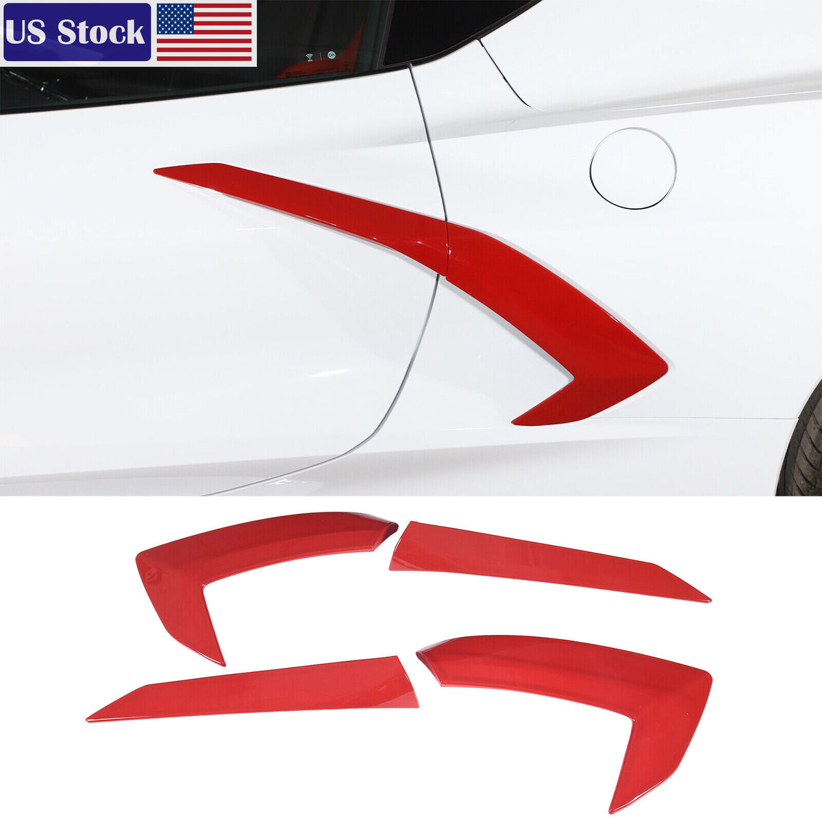 Red Exterior Door Body Side Air Vent Cover Trim Molding For Corvette C8 20-26 US 1