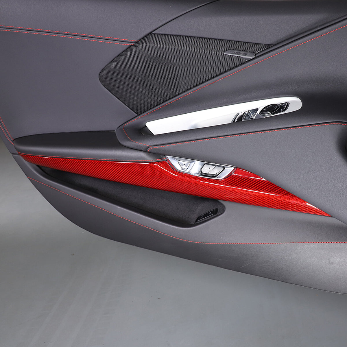 Red Real Carbon Fiber Full Interior Set Decor Trim Kit for Corvette C8 20-25 - Styles 41-45 52