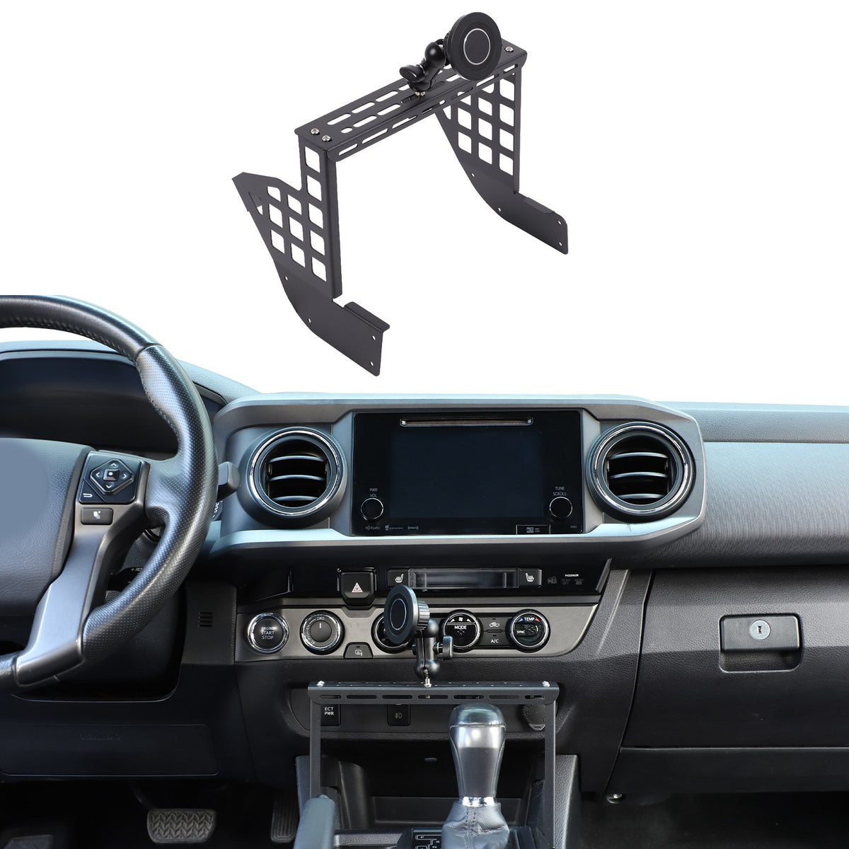 Magnetic Center Molle Panel Digital Device Mount For Toyota Tacoma 2016-2022 9