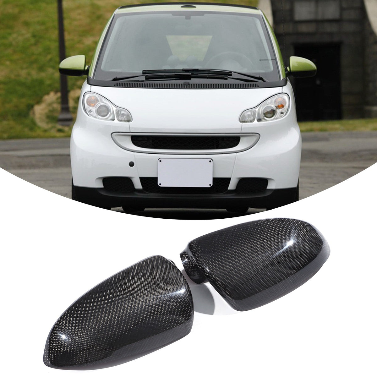Real Carbon Fiber Exterior Side Mirror Trim For Benz Smart Fortwo W451 2009-2014 2
