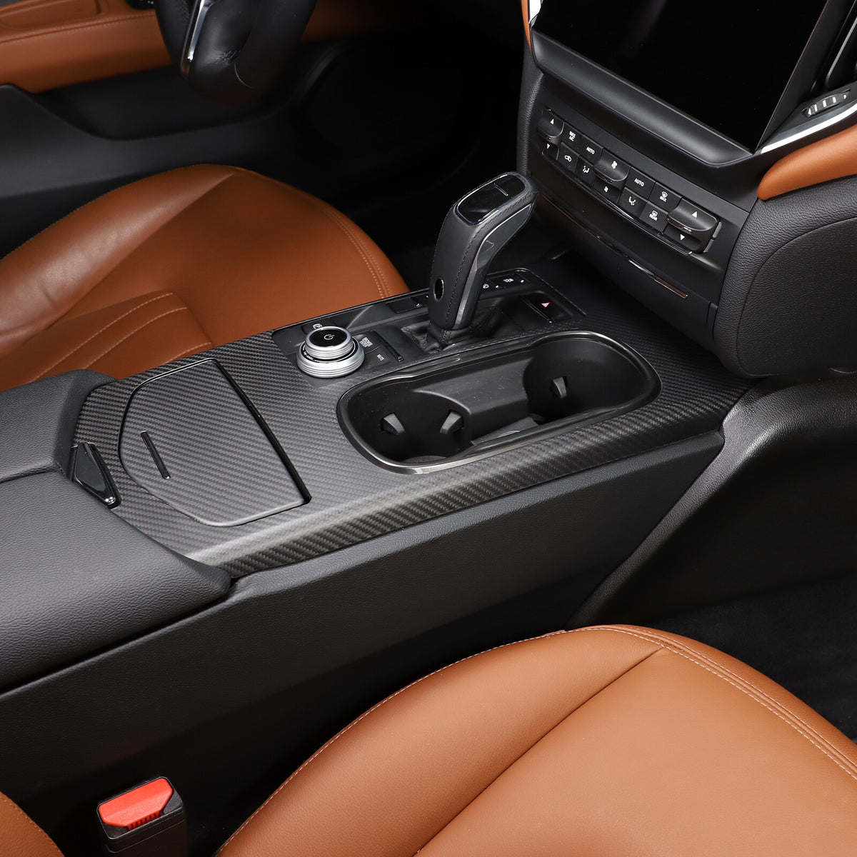Matte Real Carbon Fiber Center Console Cover Trim For Maserati Ghibli 2017-2023 10