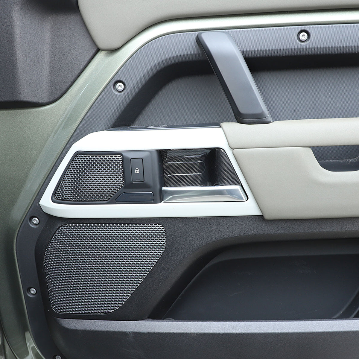 Real Carbon fiber Inner Door Handle Bowl Cover Trim For LR Defender 110 2020-24 12