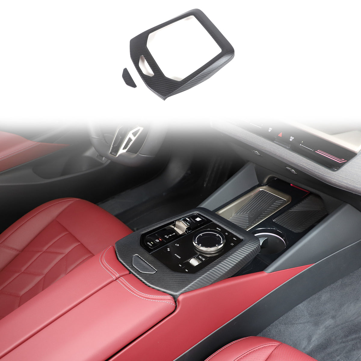 Matte Carbon Fiber Console Gear Panel Trim Cover For BMW 5 Series G60 i5 2024+ 2