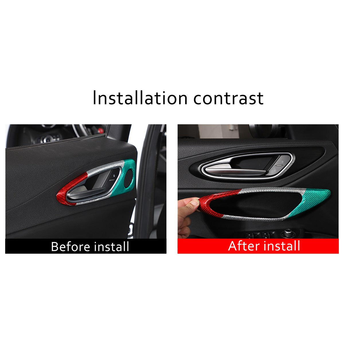 Tri-Color Real Carbon Fiber Inner Door Handle Trim For Alfa Romeo Giulia 2017-20 10
