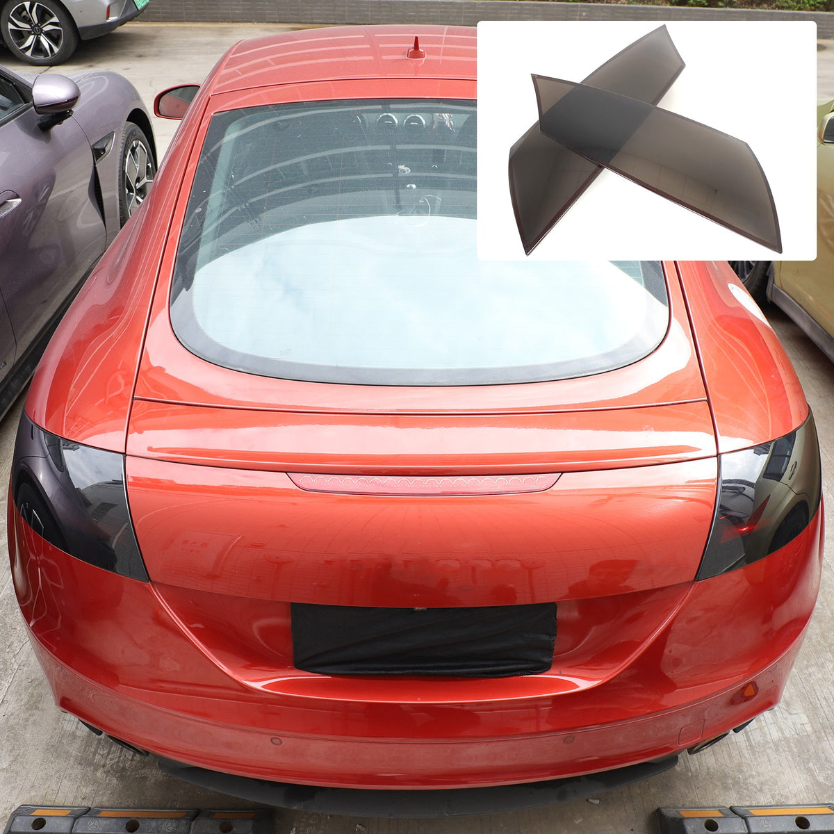 ABS Transparent Gray Rear Tail Light Smoked Cover Trim For Audi TT 2008-14 17