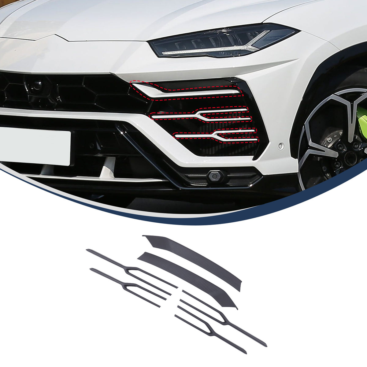 Matte Real Carbon Fiber Front Grille Bumper Trim For Lamborghini URUS 2018-2021 2