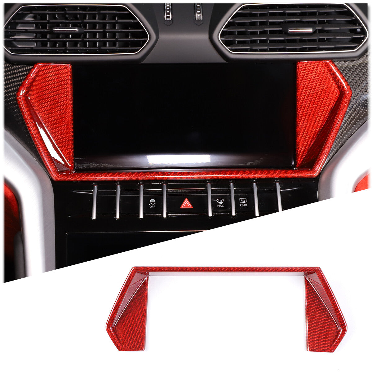 Red Carbon Display Navigation Screen Trim CoverFor Lamborghini URUS 2018-23 1