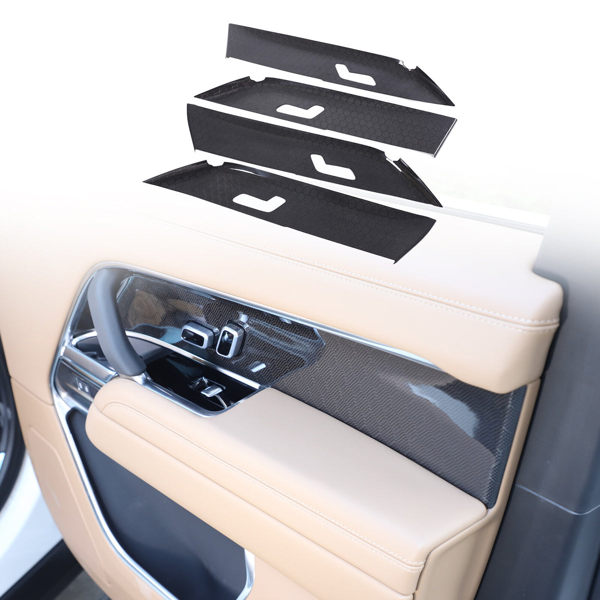 Honeycomb Carbon Fiber Interior Door Panel Trim For LR Range Rover Vogue L460 1