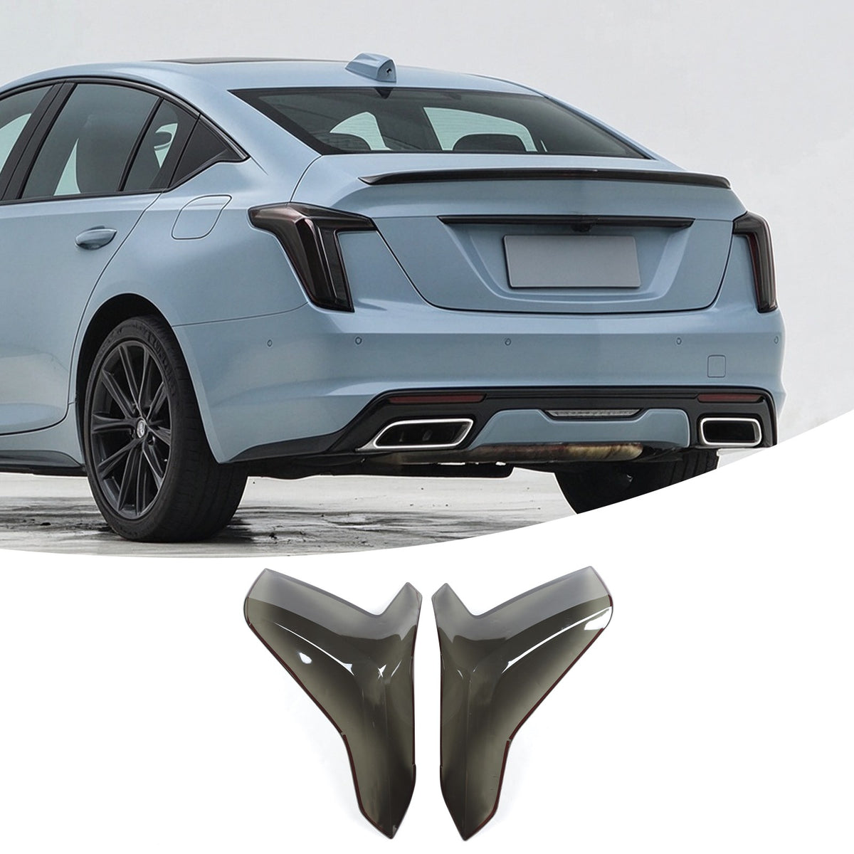 Smoke Black ABS Tail Light Lens Cover Overlay For Cadillac CT5 2020-2026 4