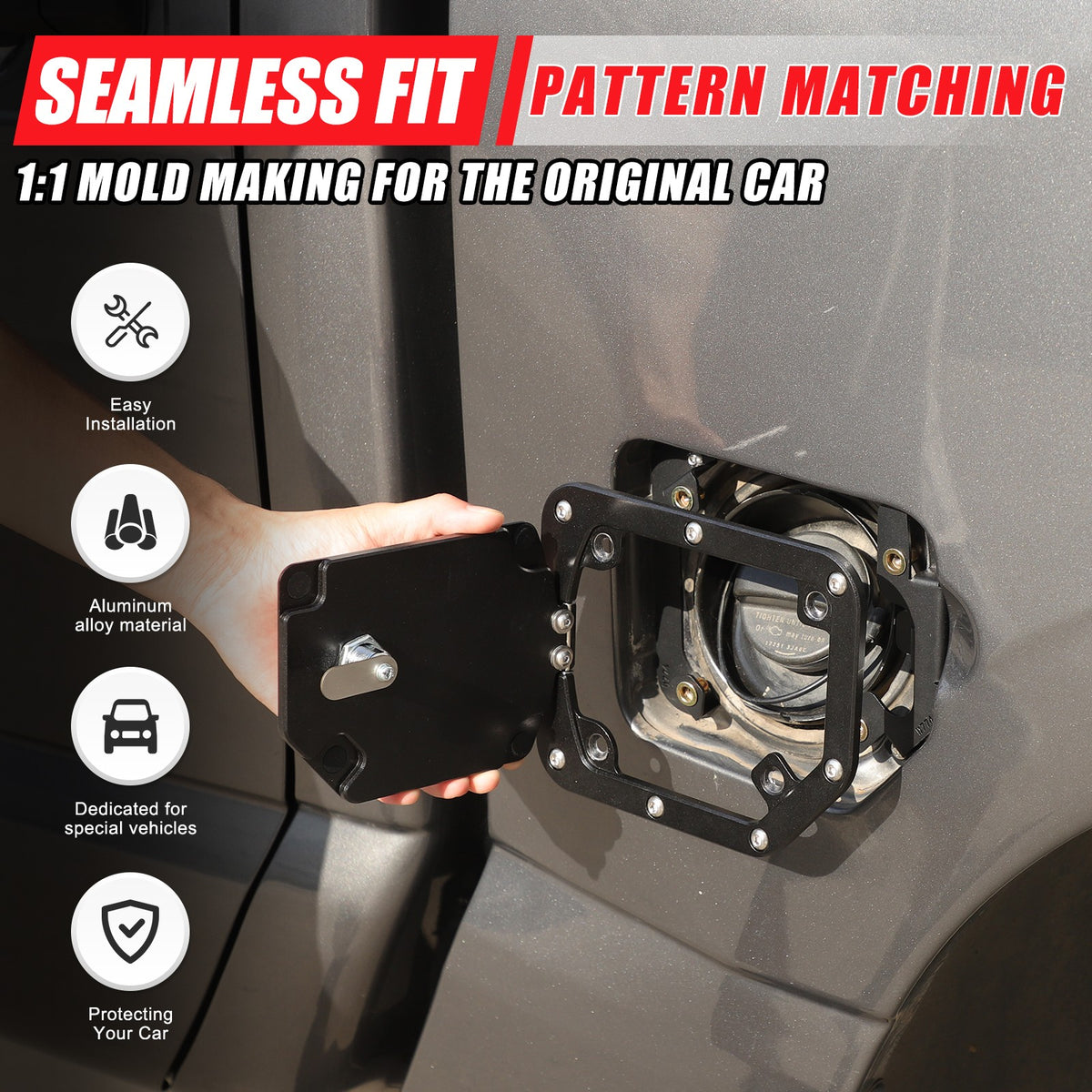 Black Aluminum Door Fuel Tank Cover W/ Lock Gas Cap Trim For Nissan Titan 16-23 3