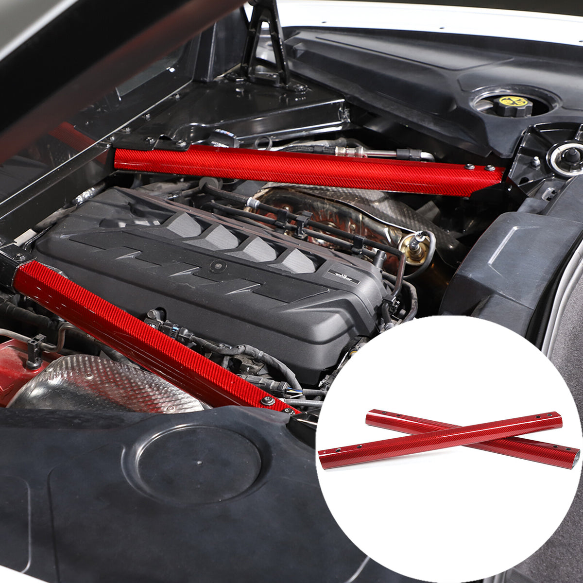 Red Real Carbon fiber Engine Bay Crossmember Panel Trim For Corvette C8 20-26 17