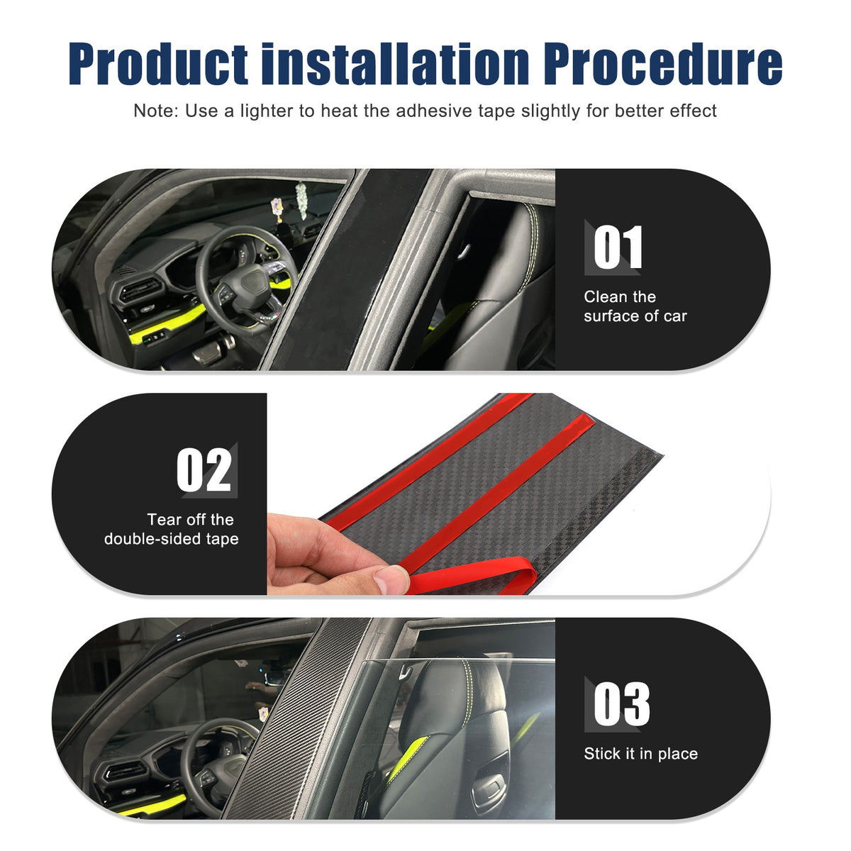 Matte Real Dry Carbon Fiber Windshield B-pillar Trim For Lamborghini URUS 18-23 7