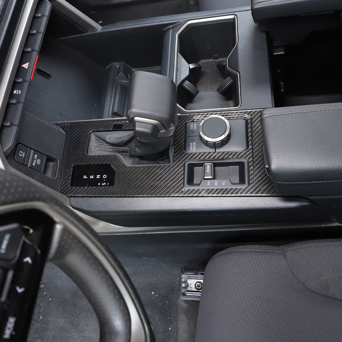 Real Carbon Fibre Central Console Gear Shift Panel Trim For Toyota Tundra 22-26 8