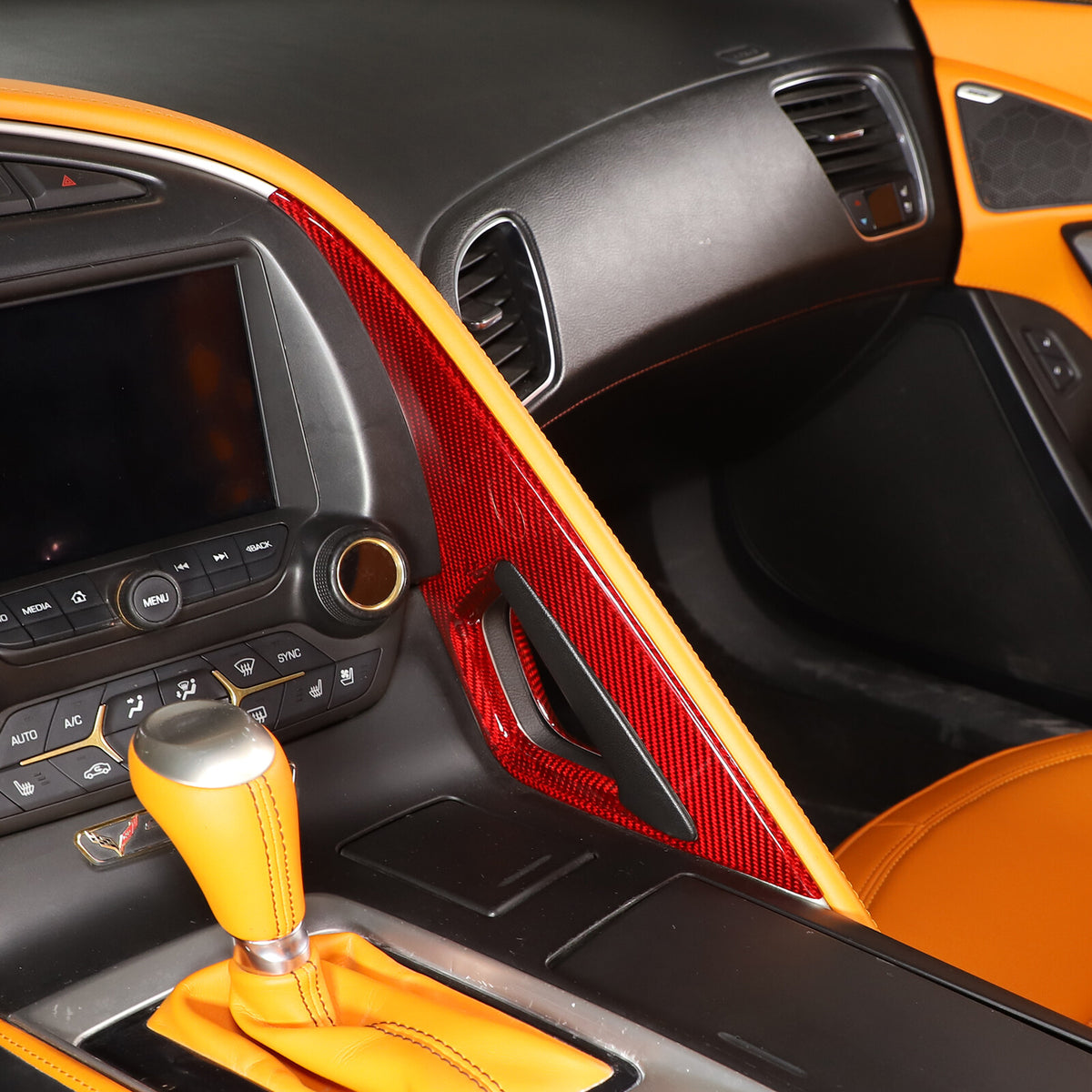 Red Real Carbon Fiber Interior Center Full Trim Set Kit For Corvette C7 2014-19 - Variants 6-10 24