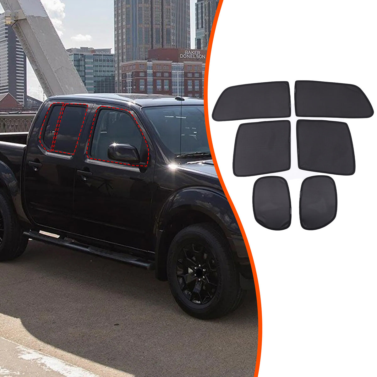 Full Window Screen Car Window Sun Shade Mesh Cover For Nissan Frontier 2013-2021 9