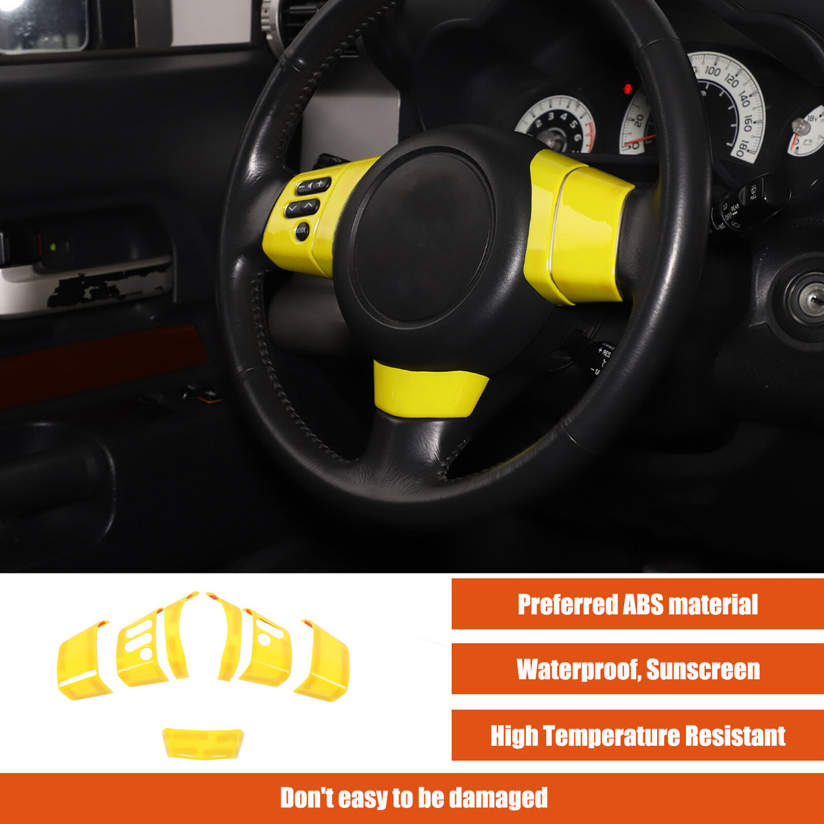 Yellow ABS Interior Center Console Trim Cover for Toyota FJ Cruiser 2007-2021 10
