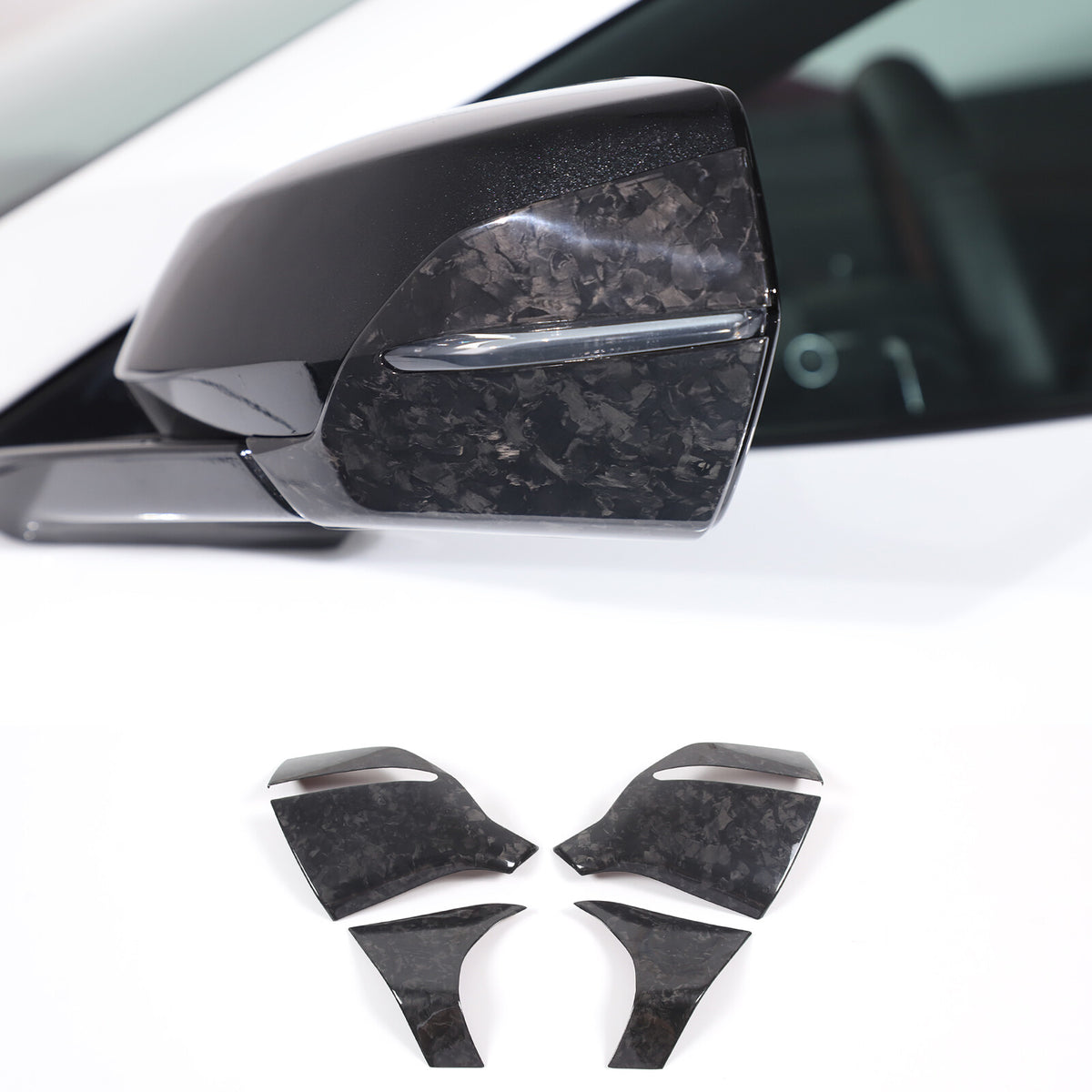 Forged Real Carbon Fiber Side Mirror Base Lower Cover Trim For Corvette C8 20-26 3