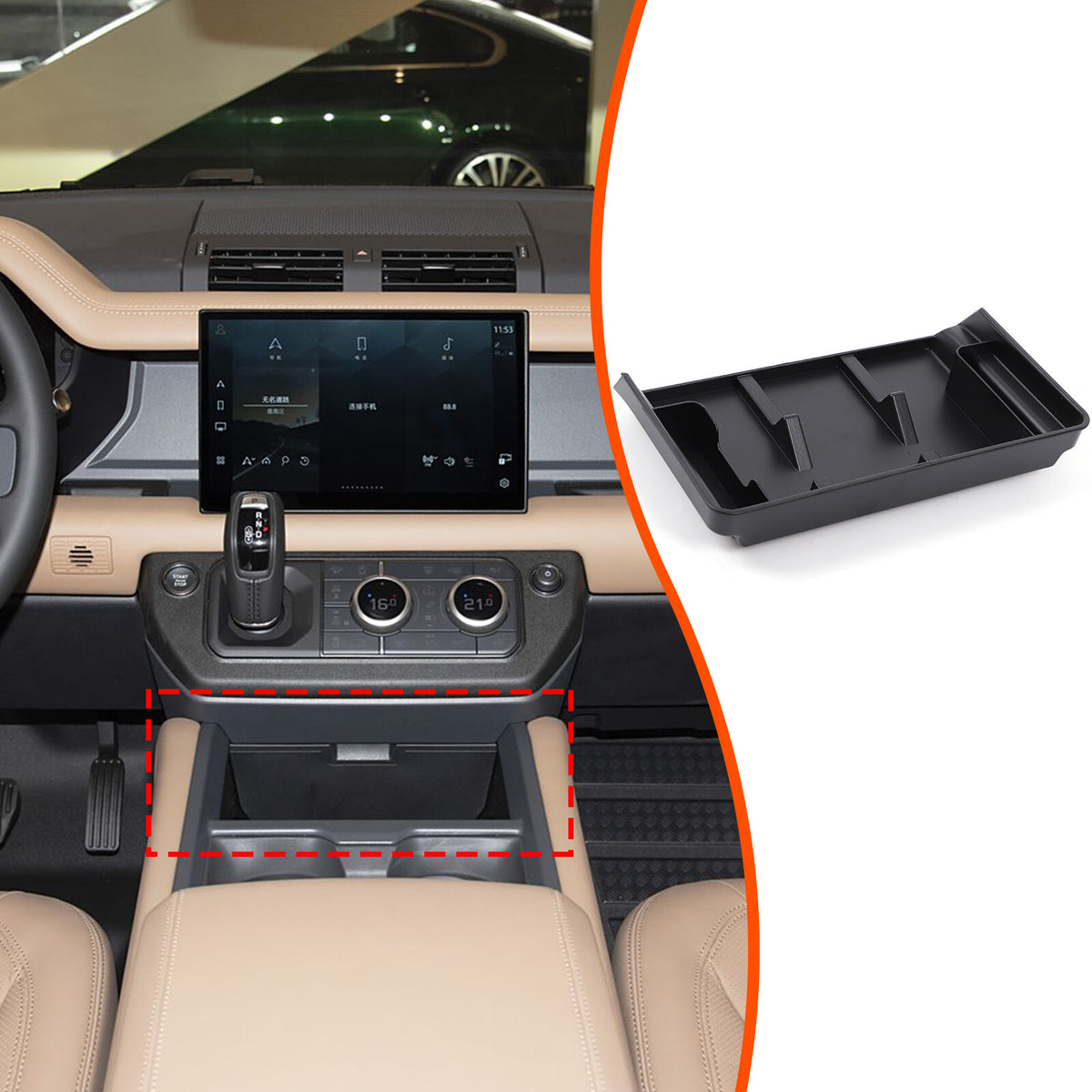 ABS Upper Centter Console Storage Box Tray For Land Rover Defender L663 2025+ 2