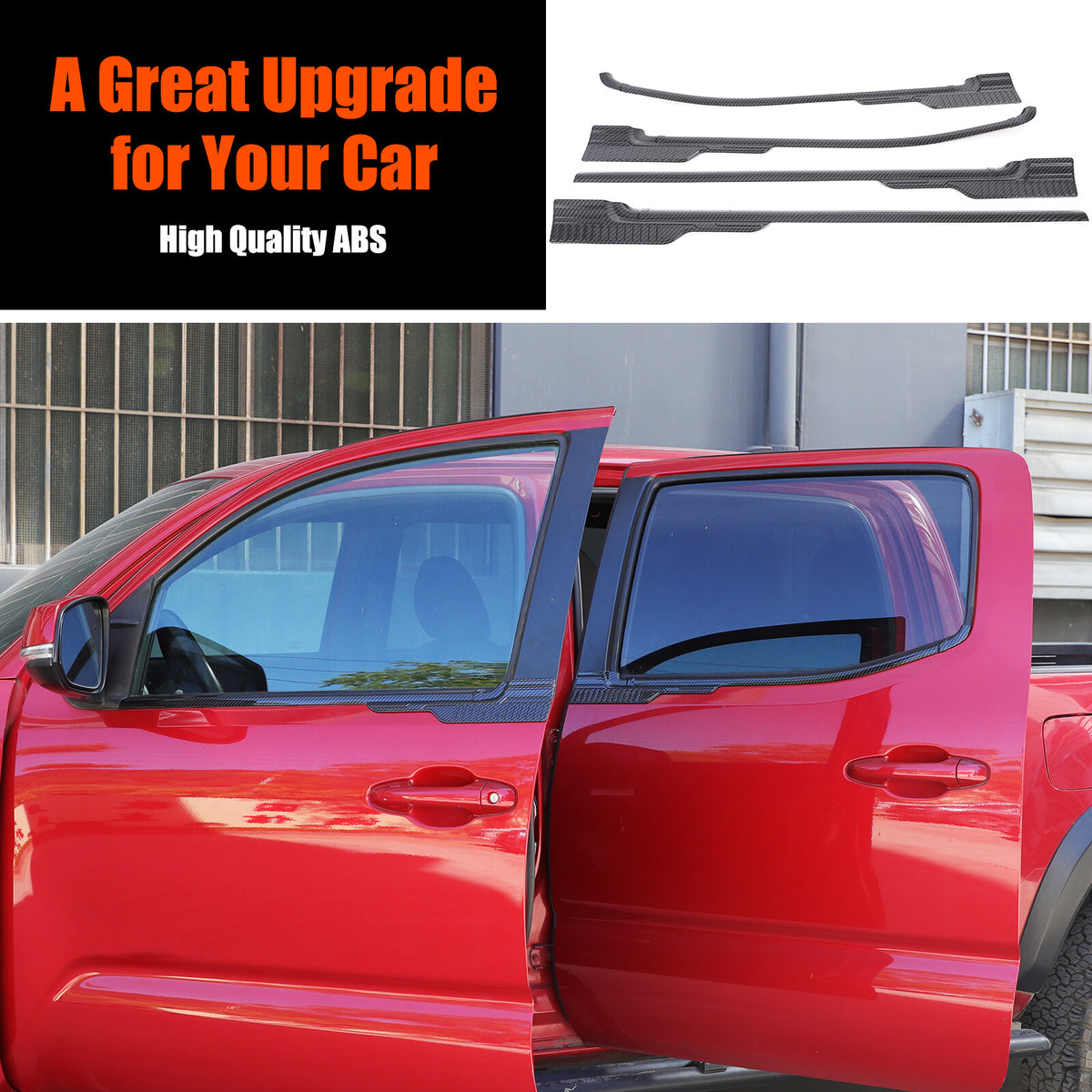 ABS Carbon Exterior Window Bottom Sill Trim Strip For Toyota Tacoma 2015-2022 US 2