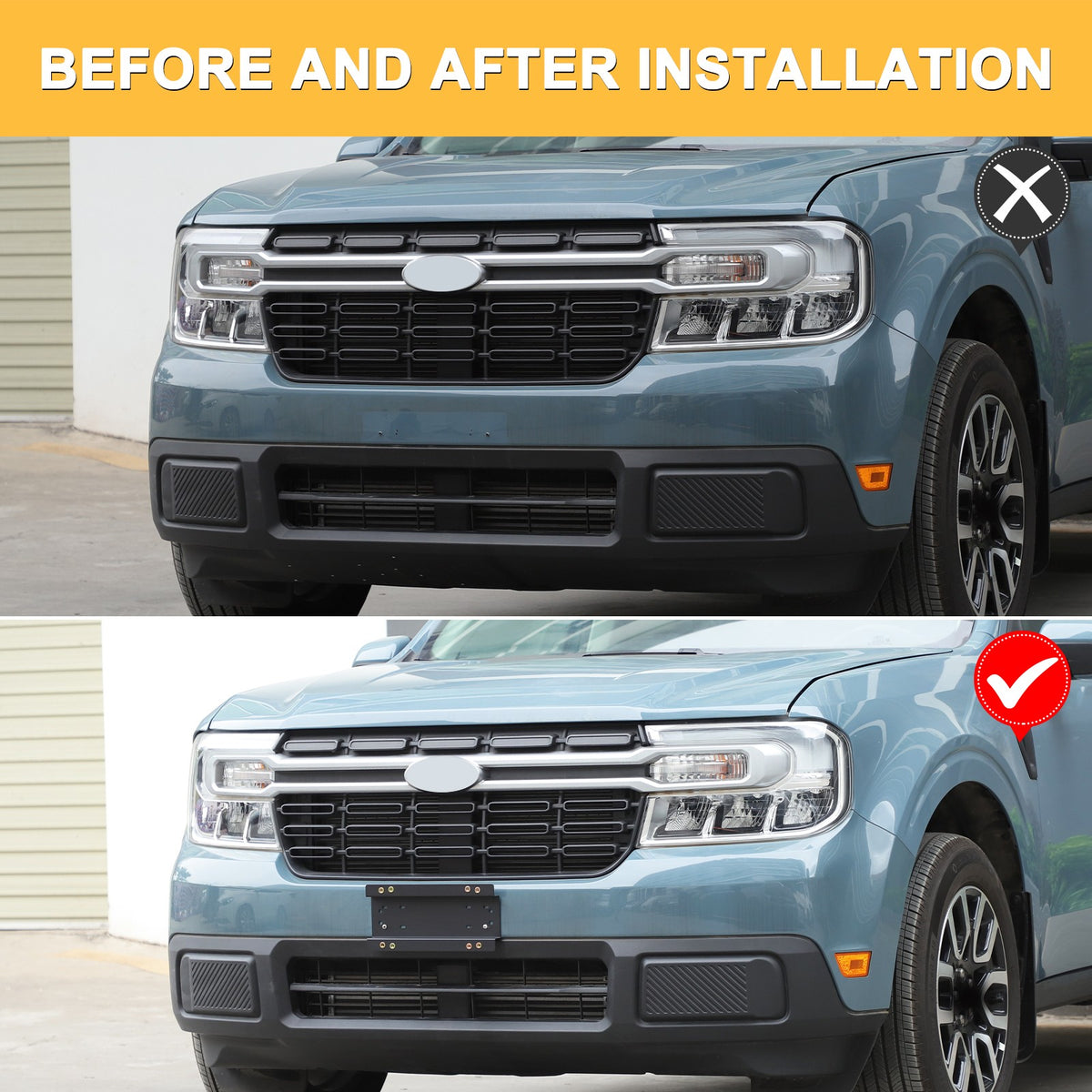 Carbon Steel License Plate Frame Trim For Ford Maverick 2022+ (US Version) 23