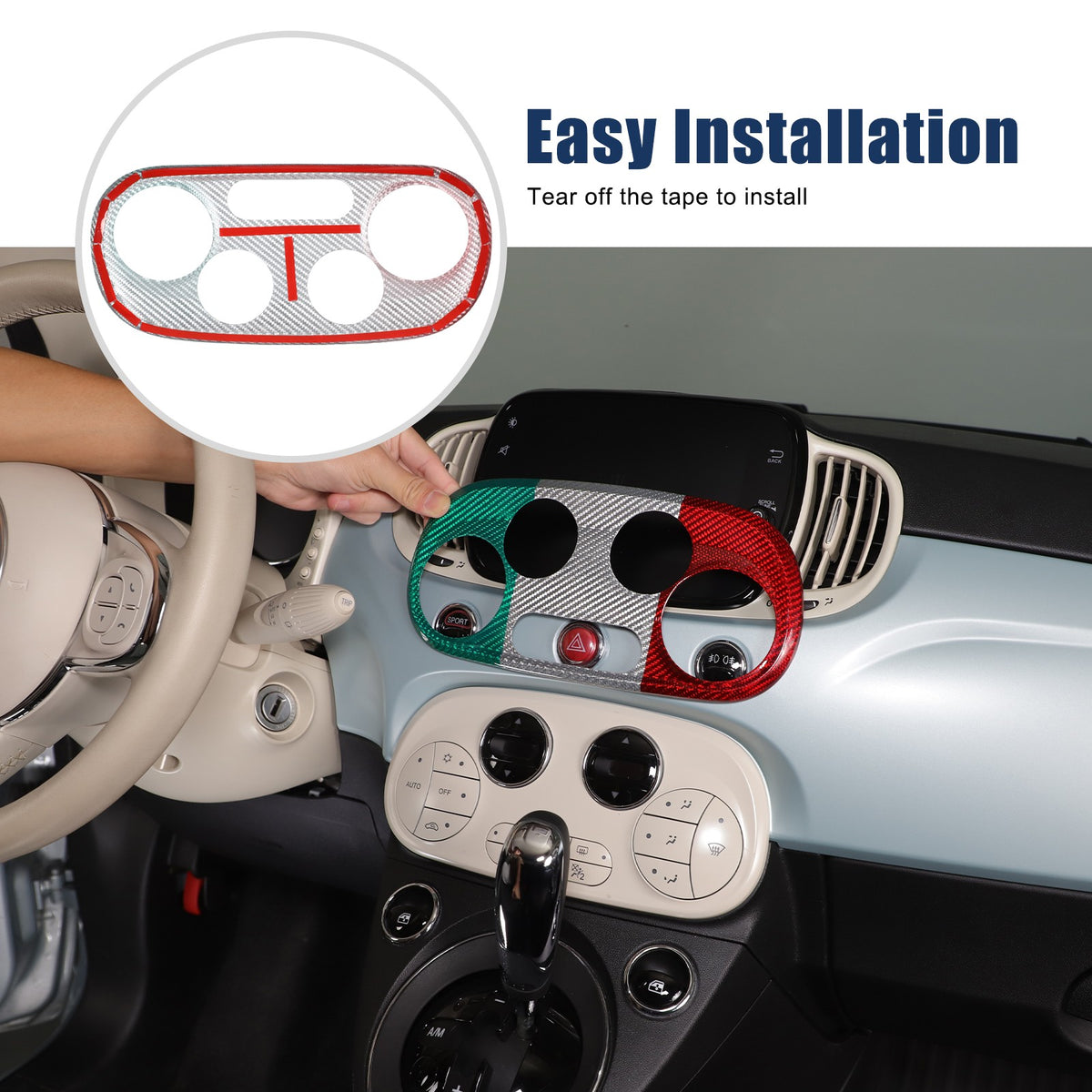 Tri-Color AC Control Switch Bezel Trim For Fiat 500 312 2016+ 7