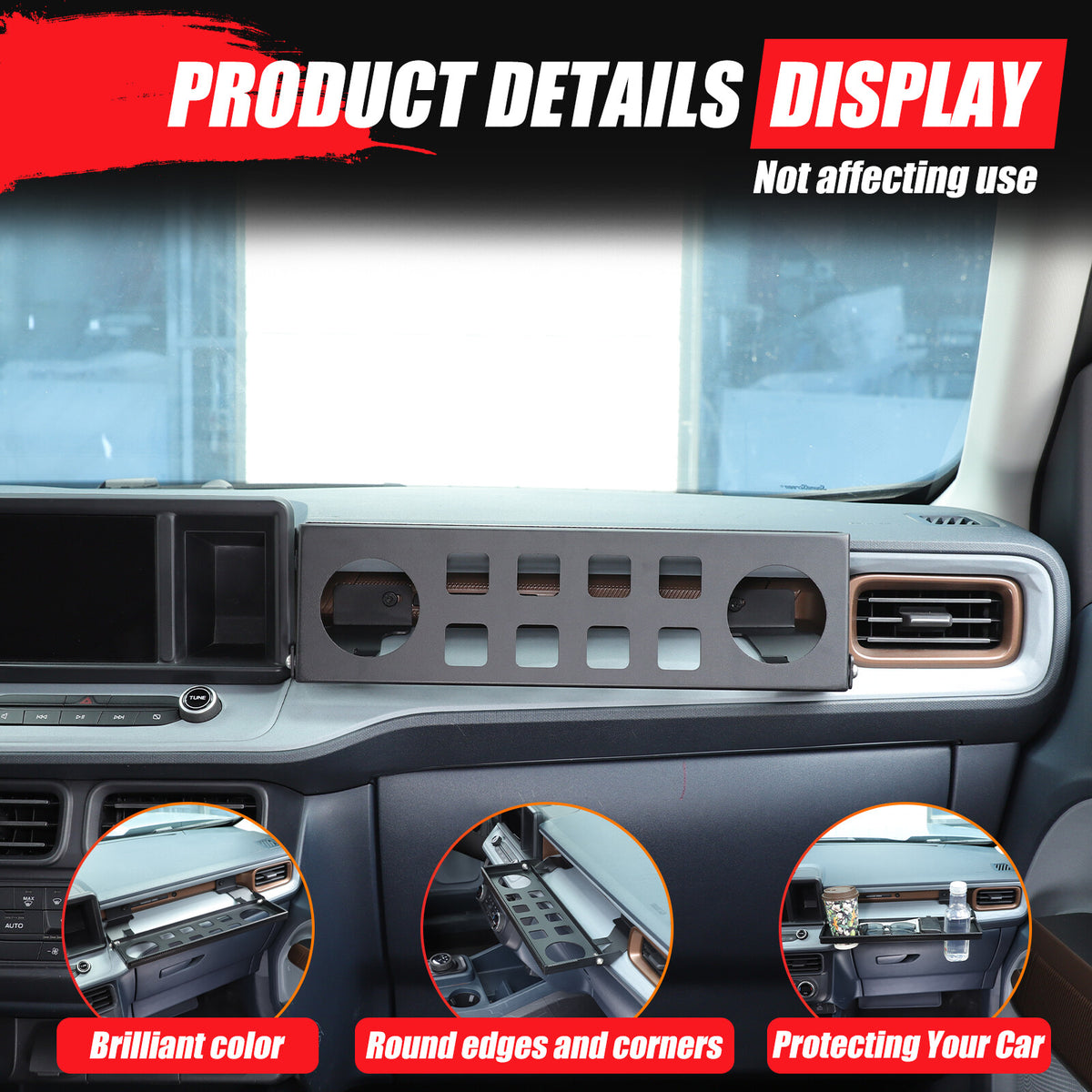 Aluminum Multi-functional Passenger Side Storage Rack For Ford Maverick 2022+ 11