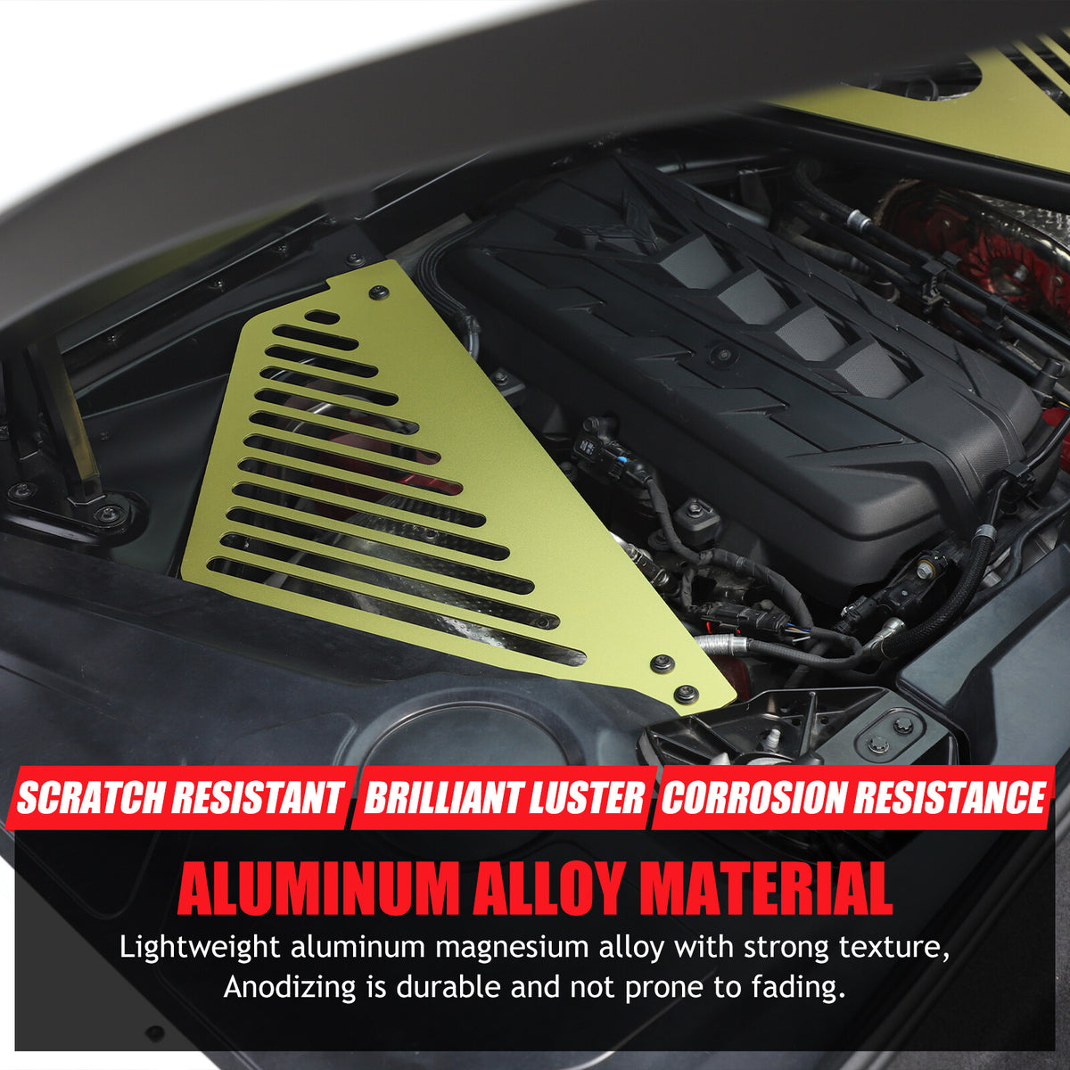 Yellow Engine Bay Side Panel Cover Overlay Coupe For Corvette C8 2020-26 4