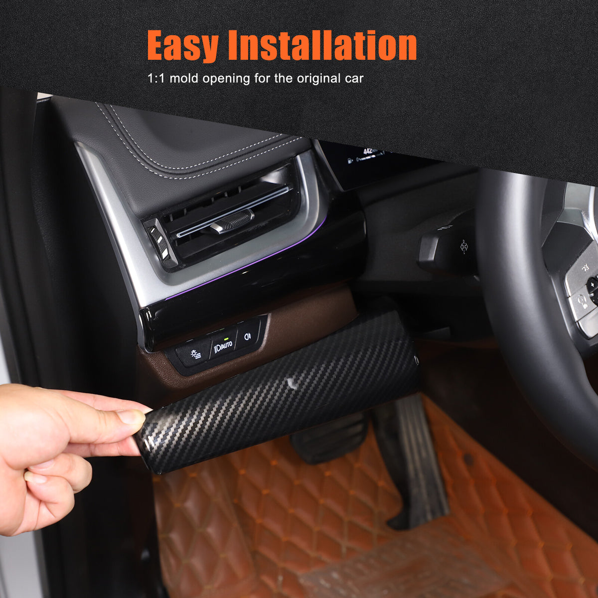 ABS Carbon fiber Interior Dashboard Cover Strip Trim Cover For BMW X1 2023-2025 11