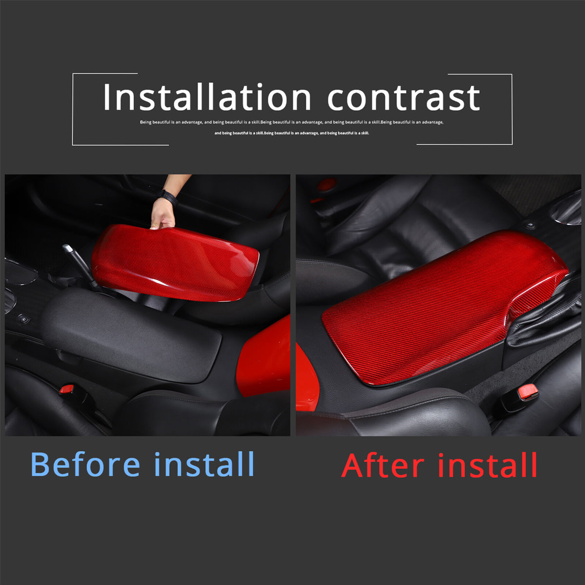 Red Real Carbon Fiber Center Console Panel Cover Trim Set For 05-13 Corvette C6 20