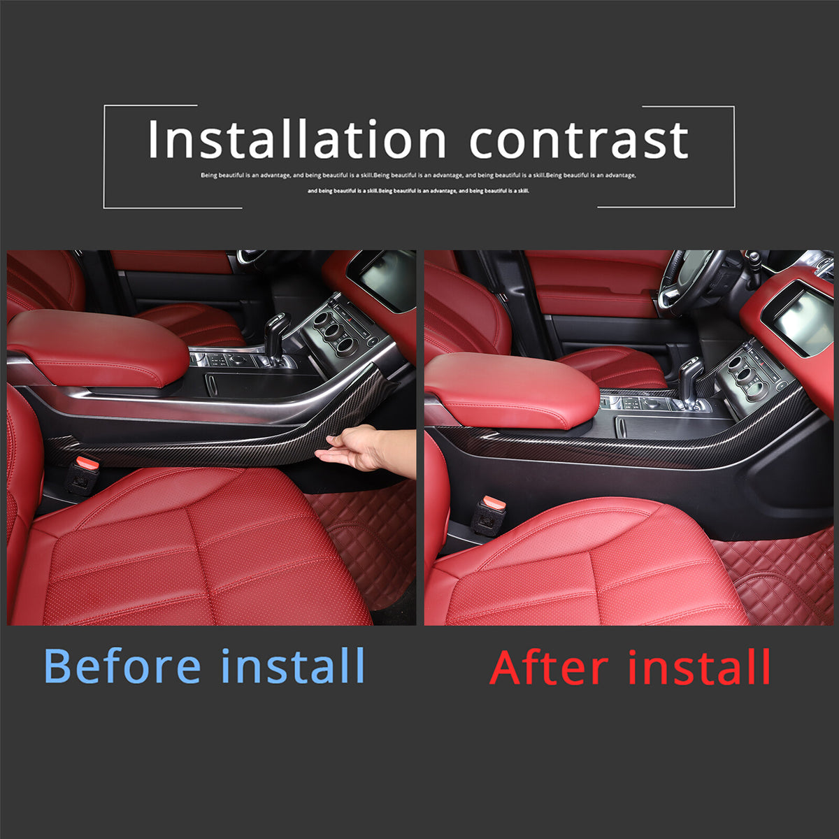 Carbon Fiber ABS Console Side Trim Strip Cover For Range Rover Sport 2014-2017 17
