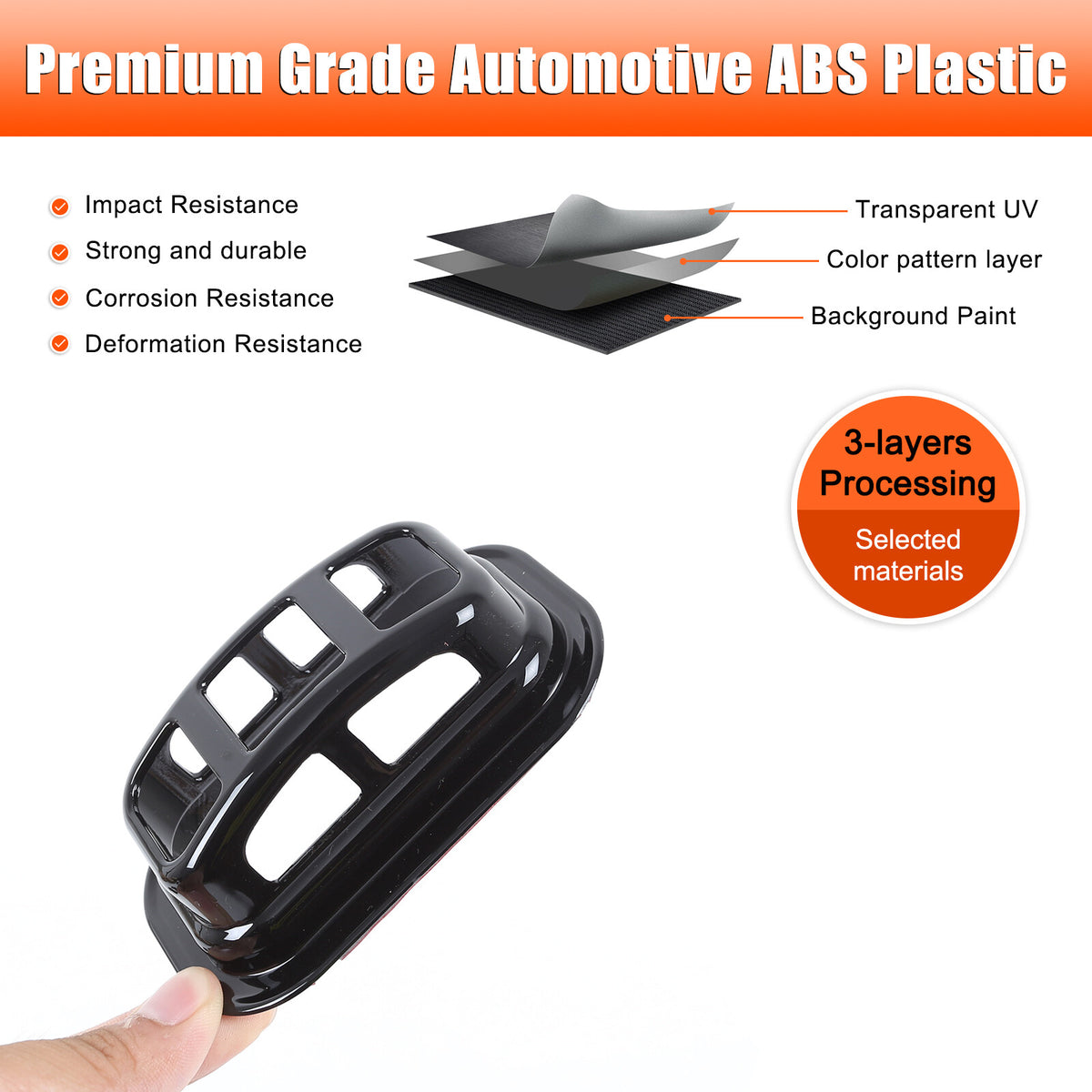Glossy Piano Black Front Bumper Exterior Trim Cover Set For Hummer H2 2003-2009 - Styles 1-5 17