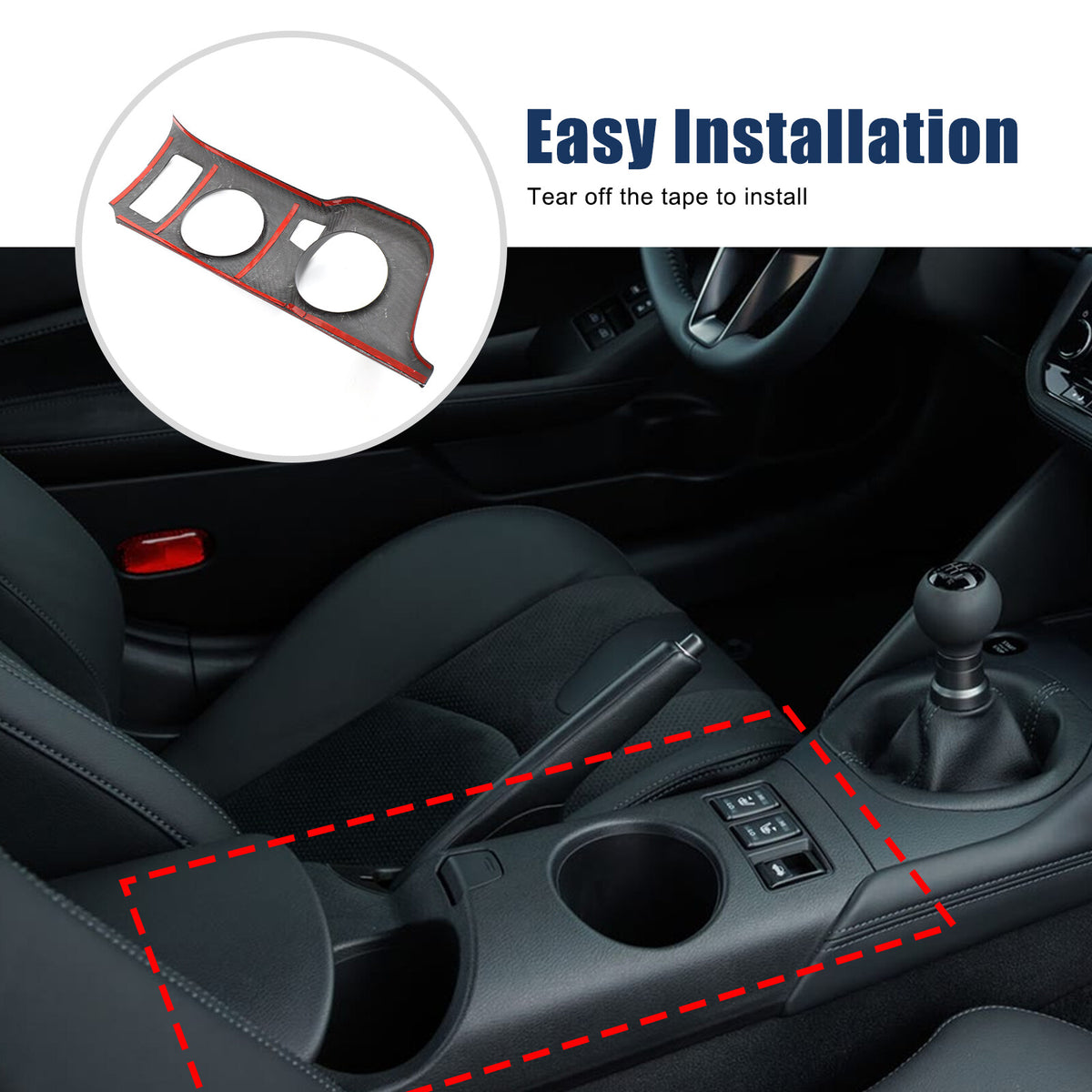 Real Carbon Fiber Center Console Cup Holder Panel Trim for Nissan 400Z 17