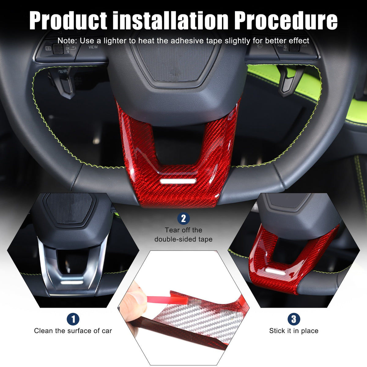 Red Real Carbon Fiber Steering Wheel Trim For Lamborghini Urus/Urus SE 2018-2023 5