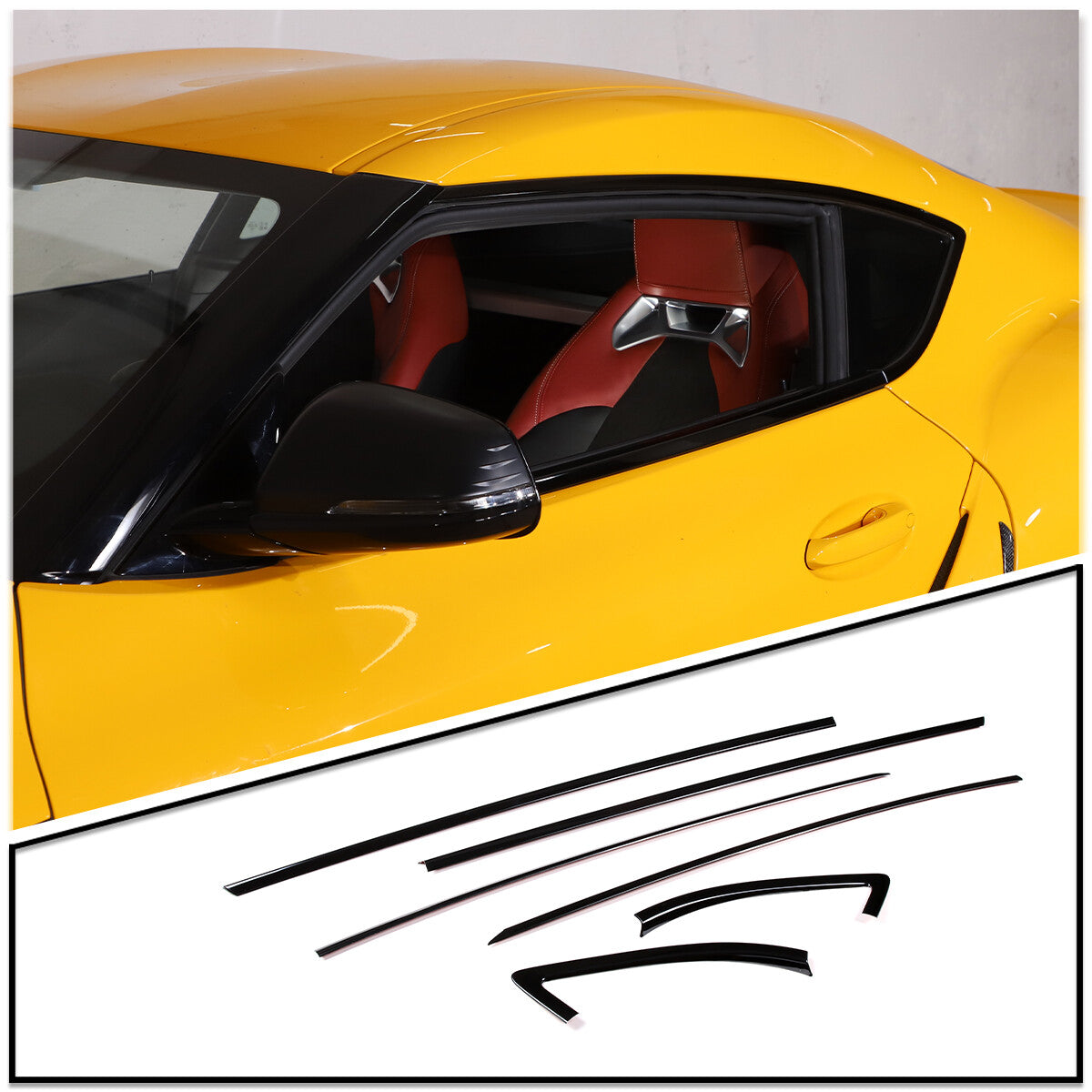 Matte balck Window Frame Trim Cover S. Steel 6 Pcs For Toyota Supra A90 2019-24 8
