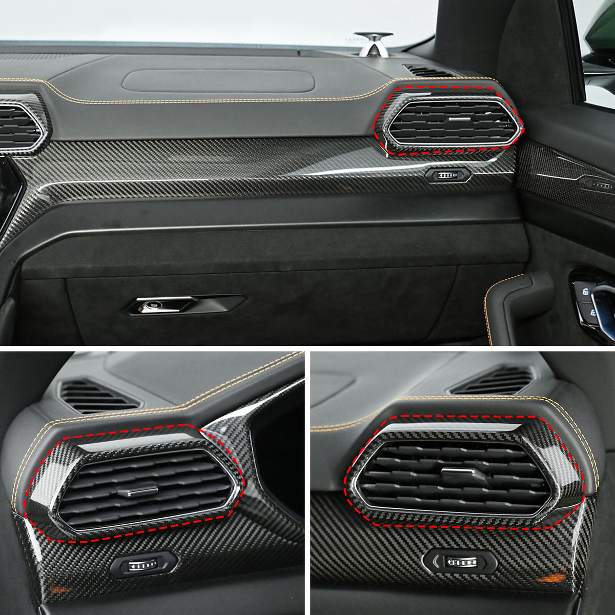 Matte Real Dry Carbon Fiber Side Air Outlet Trim For Lamborghini URUS 2018-23 11