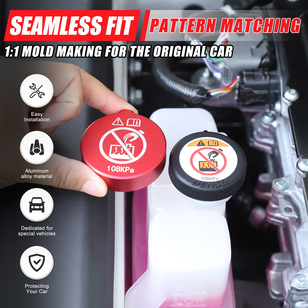 Red Alloy Engine Cabin Fluid Switch Trim Cover For Toyota Land Cruiser LC250 24+ 10