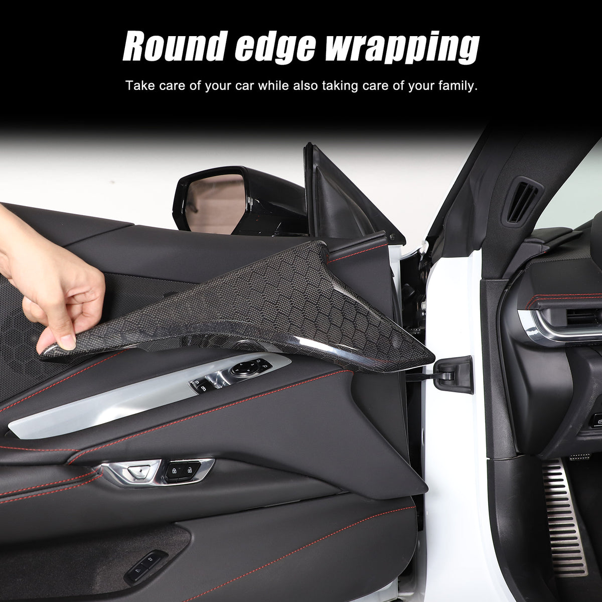 Real Honeycomb Carbon Fiber Interior Door Panel Cover Trim For Corvette C8 20-26 2