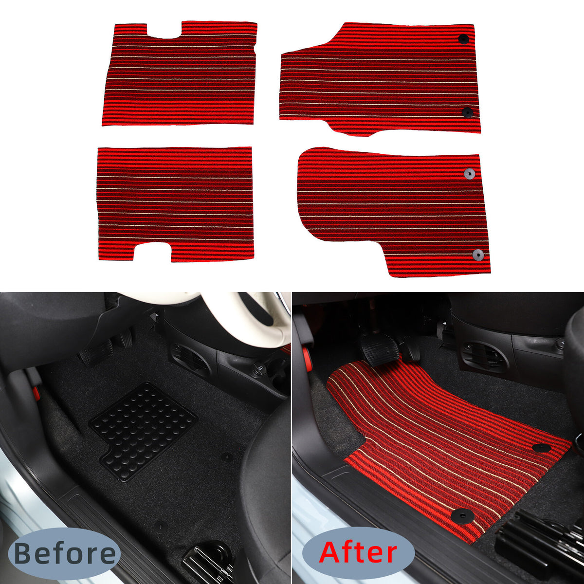 2PCS/Set Car Floor Mats Cargo Carpets Foot Pads For Fiat 500 2016-2021 3
