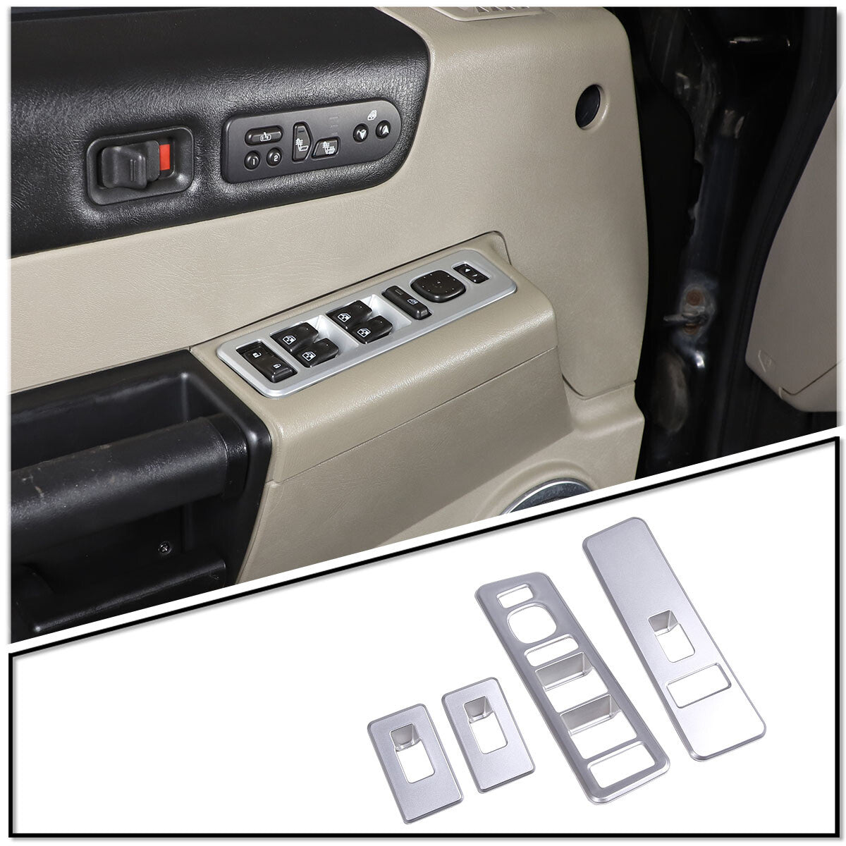 ABS Silver Window Lift Panel Switch Cover Trim For Hummer H2 03-07 7