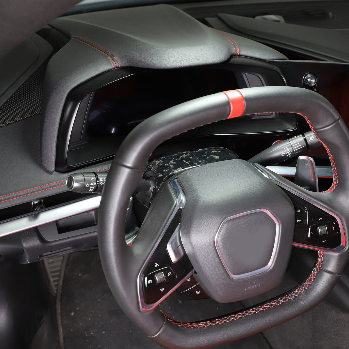 Forged Real Carbon fiber Steering Wheel Base Trim Cover For Corvette C8 Z06 20+ 9