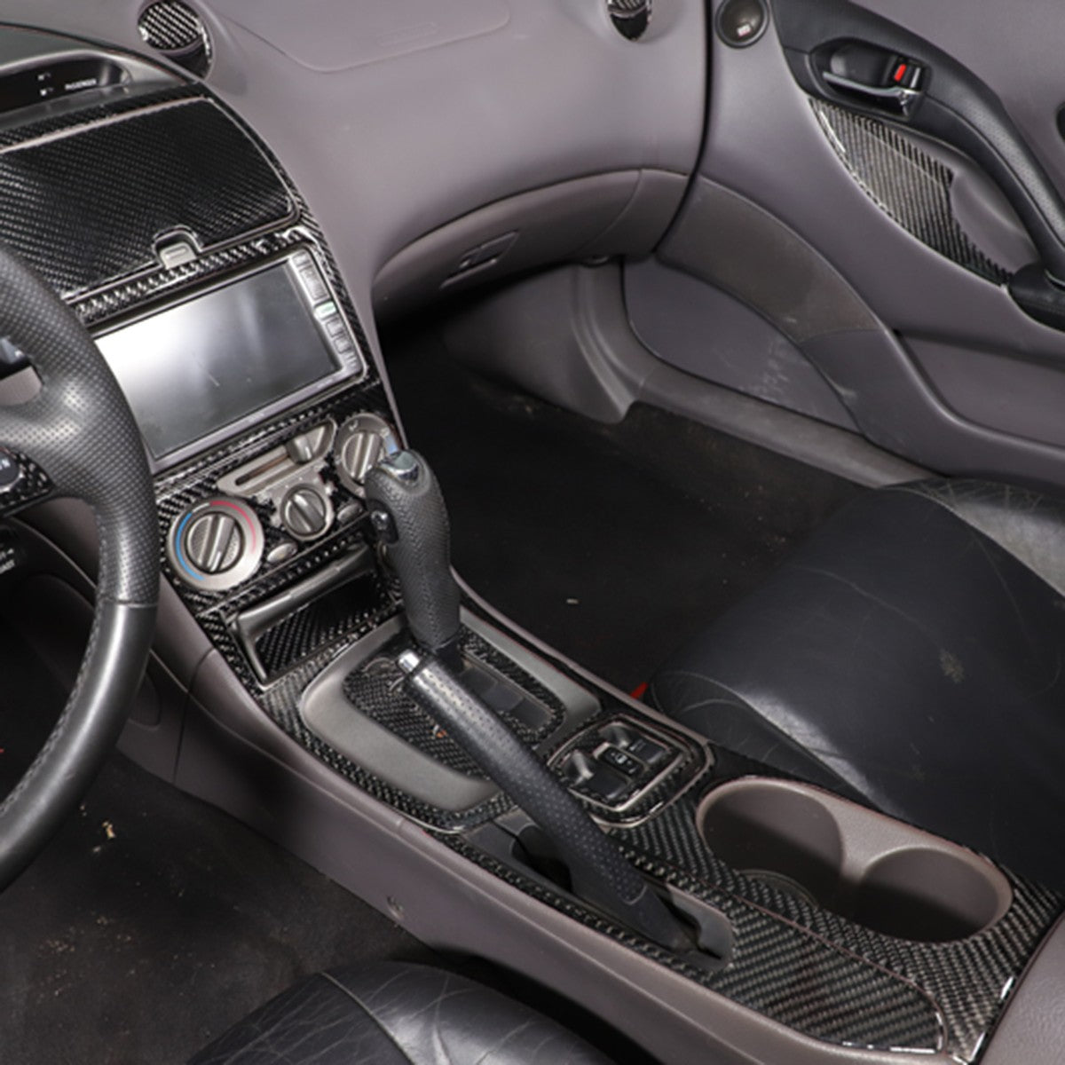 Soft Carbon Fiber Full Center Console Kit Cover Trim For Toyota Celica 2000-2005 4
