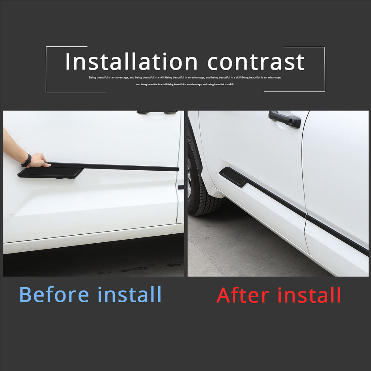 Matte Black Door Side Body Molding Cover Trim For 2022-2025 Toyota Tundra US 16