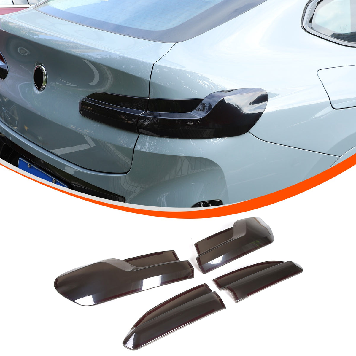 Smoked Black Rear Tail Light Guard Cover Trim Bezels For BMW X4 X4M G02 F98 19+ 3