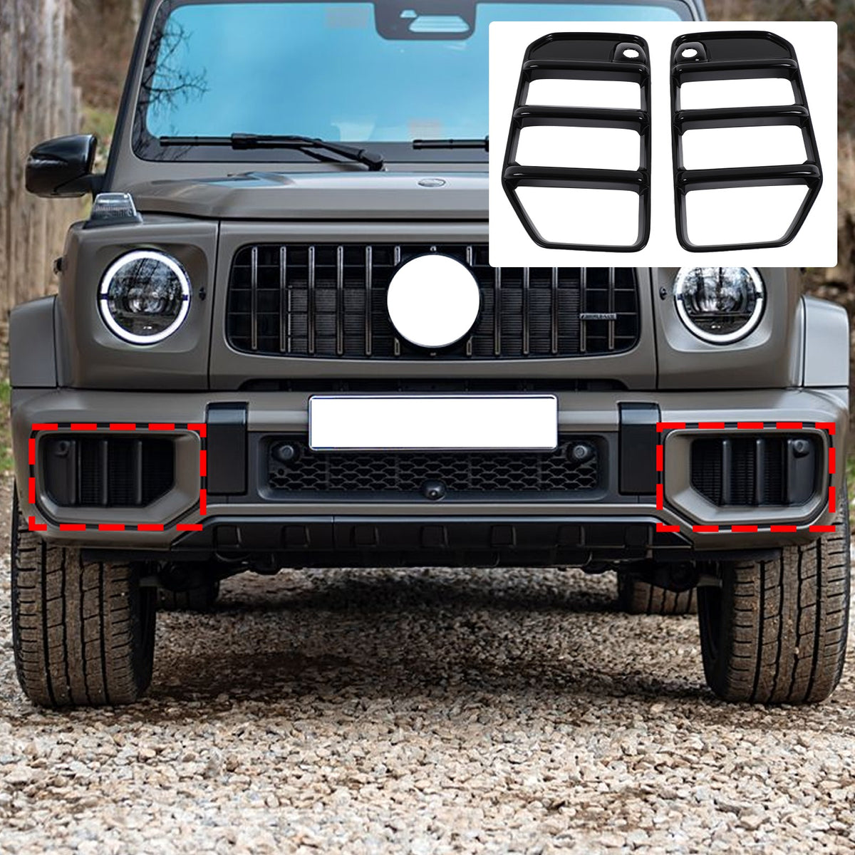 Piano Black Front Bumper Side Air Intake Grille Trim For Benz G G63 W465 25+ US 6