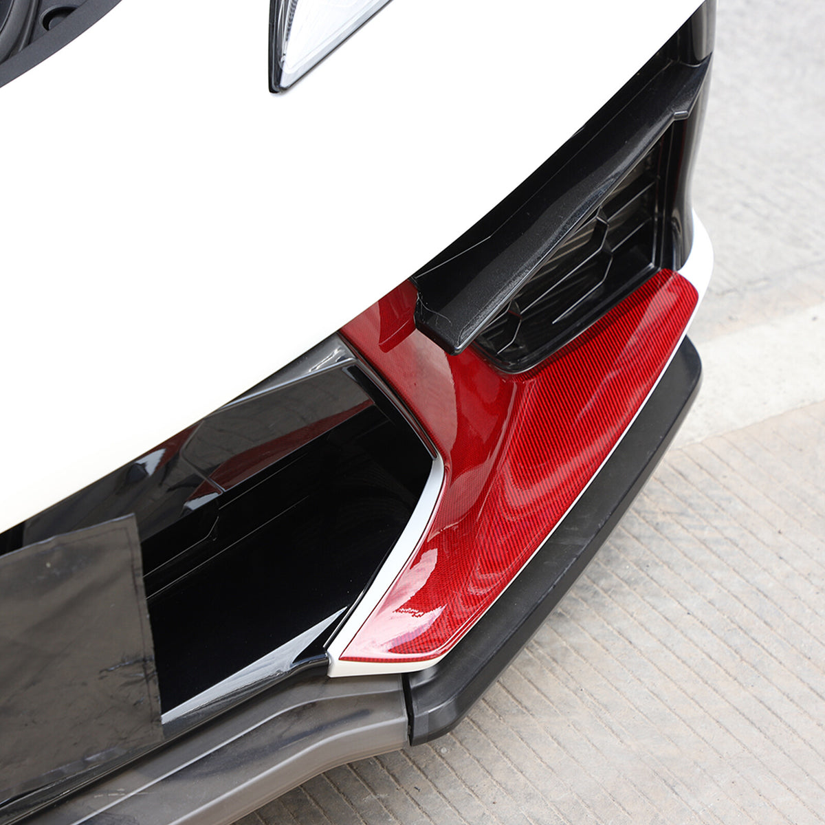 Red Real Carbon fiber Car Front Bumper Side Grille Cover Set For Corvette C8 20+ 11