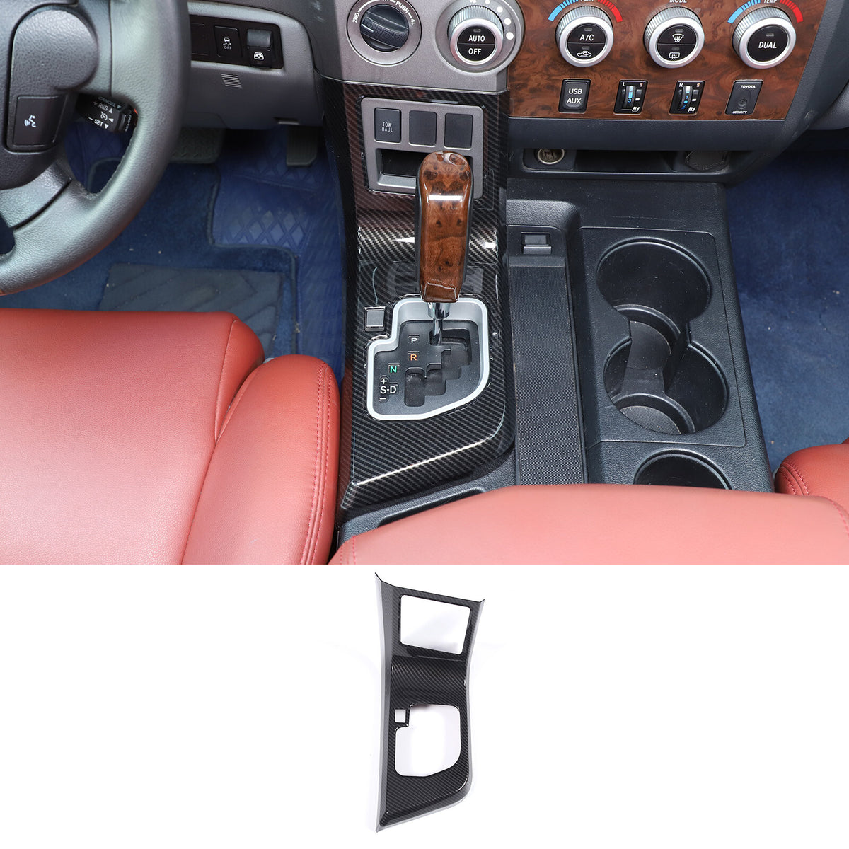 Carbon Fiber ABS Center Console Cover Trim Set For Toyota Tundra 07-13 US 52