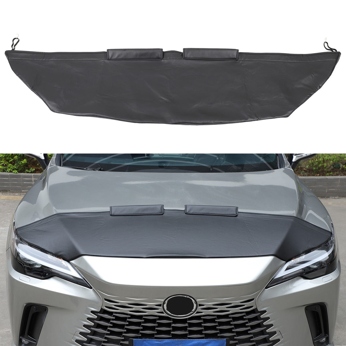 PU Leather Car Bonnet Hood Bra Wind & Bug Deflectors For Lexus RX350 2023+ 5