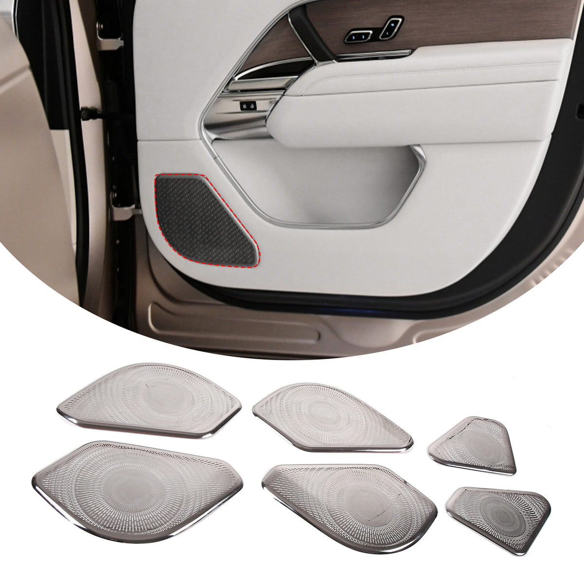 6PCS Silver Steel Inner Door Speaker Cover For Land Rover Range Rover 2023+ 2