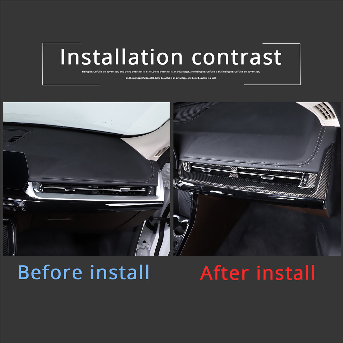 ABS Carbon fiber Center Console air outlet frame Trim For BMW X1 U11 2023-24 3