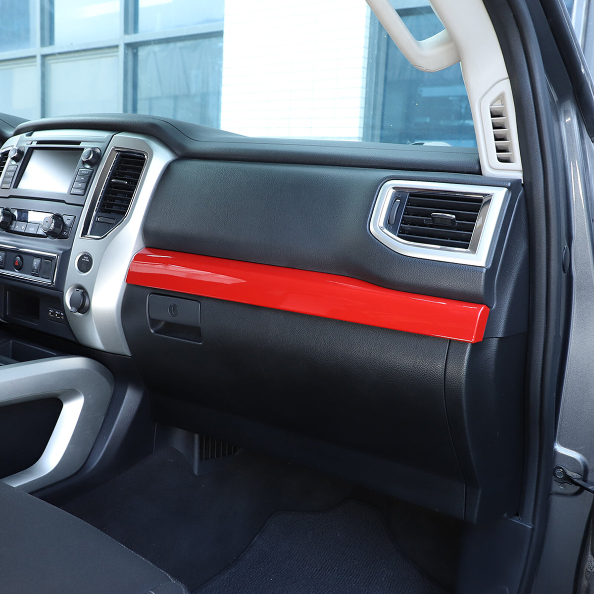 Red ABS Dashboard Center Console Trim Cover Set for Nissan Titan 2016-23 12
